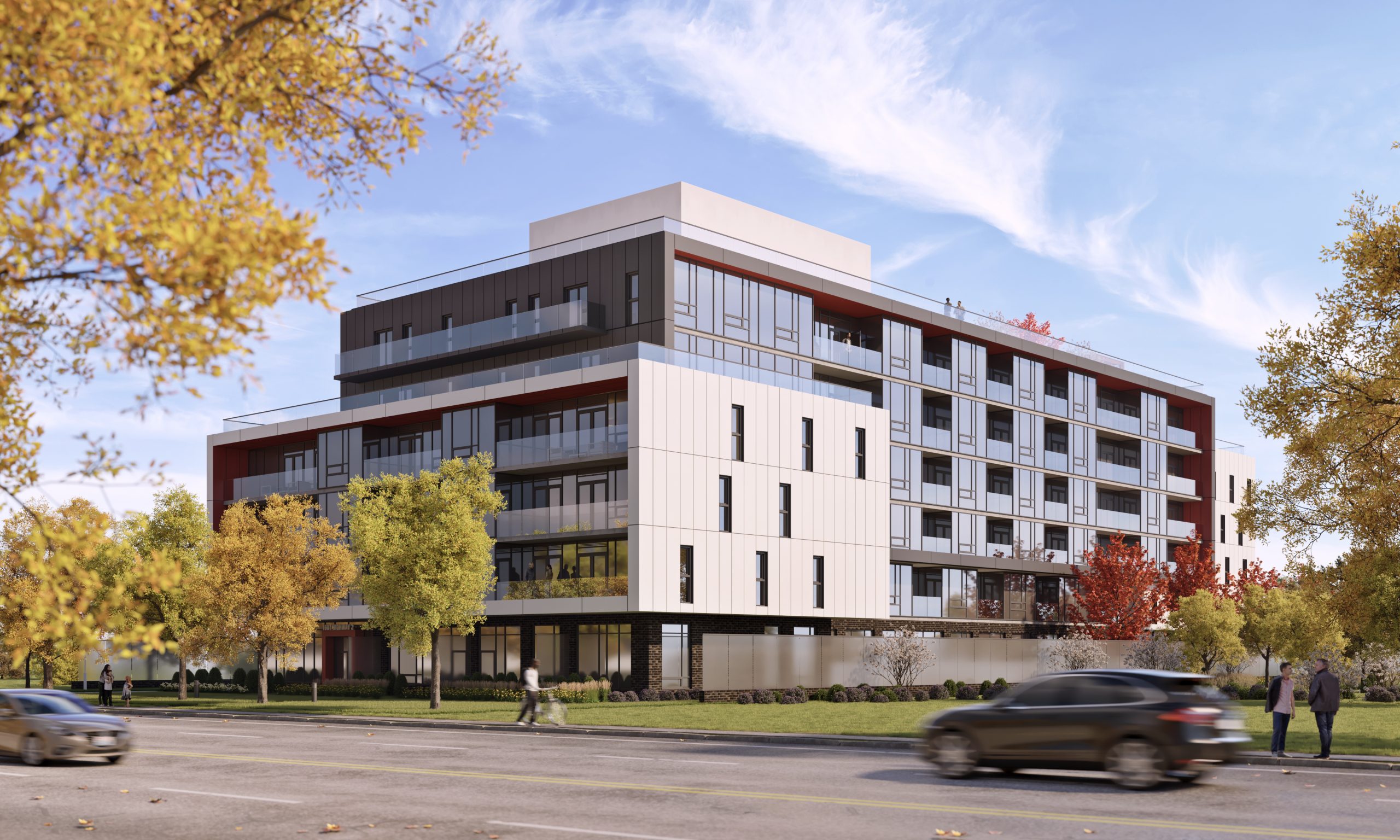 Mondria 1 project exterior view in autumn